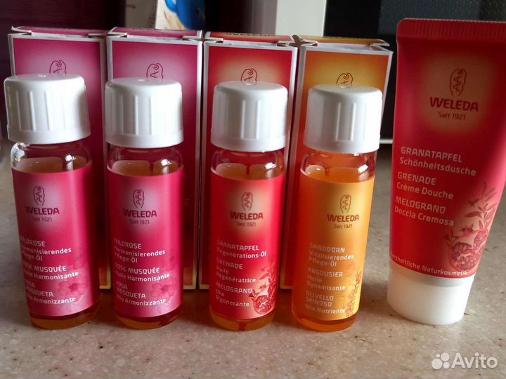 Weleda набор, масло д/тела и гель д/душа в