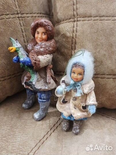 Ватная елочная игрушка ручная работа