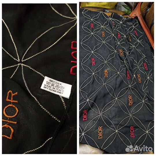 Палантин dior c вышивкой лого шелк италия