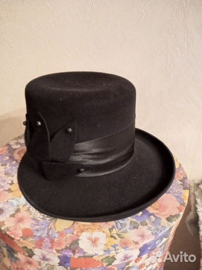 Шляпа фетровая женская черная с полями