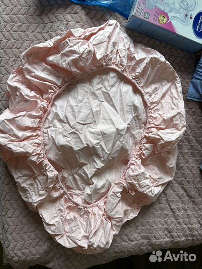 Простынь на резинке на круглую кроватку детскую