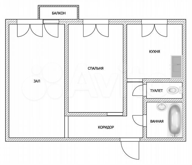 2-к. квартира, 47 м², 3/5 эт.