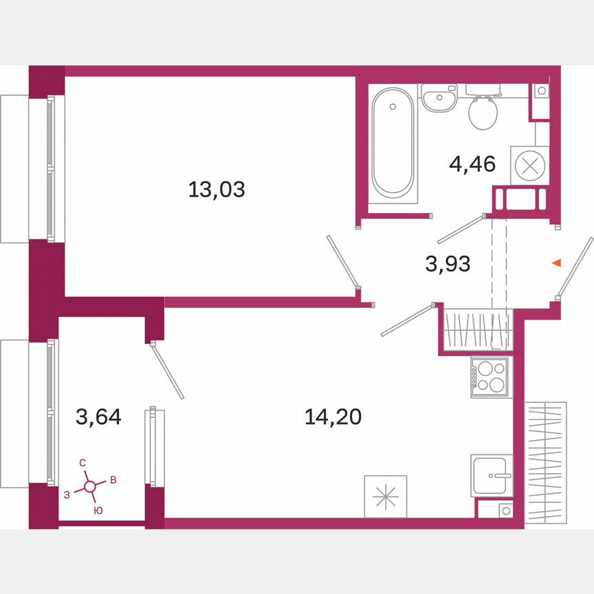 1-к. квартира, 37,4 м², 10/10 эт.