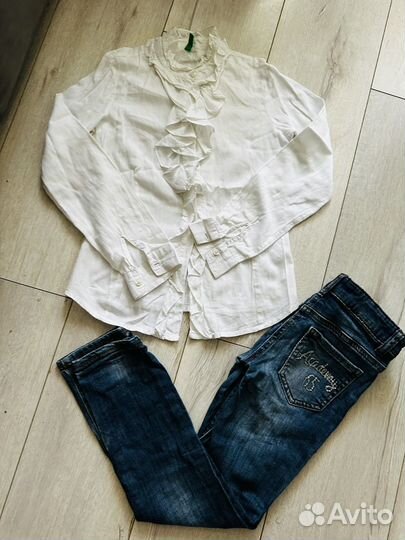 Блузка и джинсы Benetton на 7-8 лет