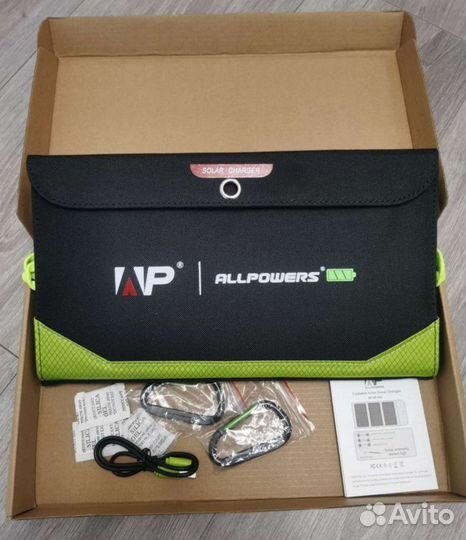 Солнечная складная панель 21w с акб, на рюкзак