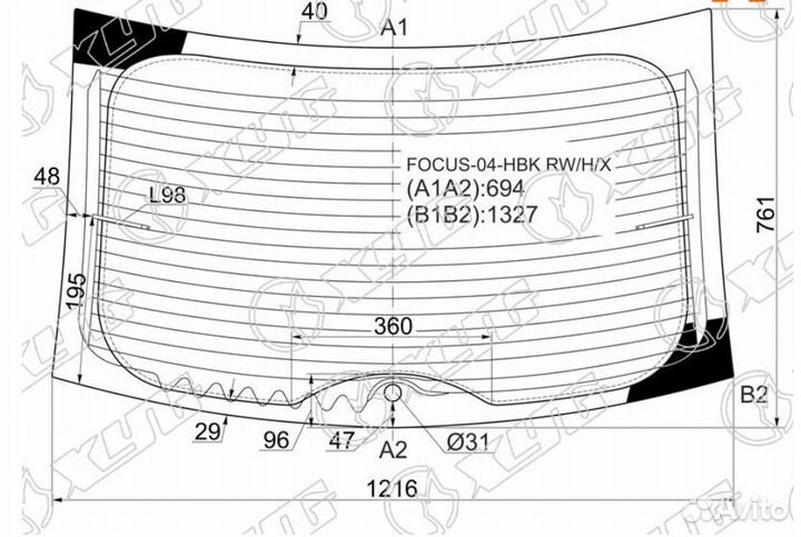 Стекло заднее с обогревом ford focus II 3 /5D HBK