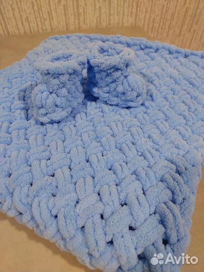 Плед + пинетки для новорожденного