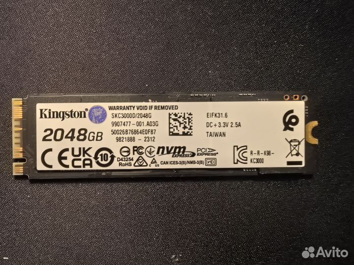 Ssd диск m2 nvme Kingston kc3000 2 Тб