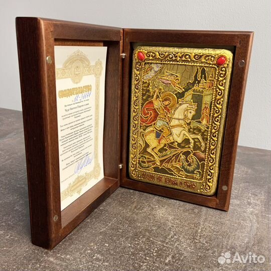 Икона ручной работы Чудо святого Георгия о змие