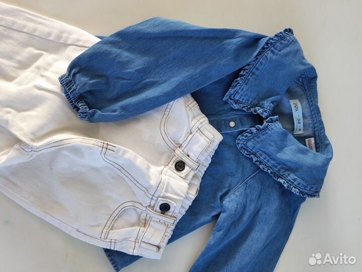 Рубашка и джинсы zara 92 для девочки