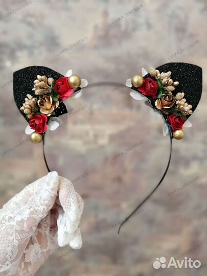 Ободок-ушки,ручной работы