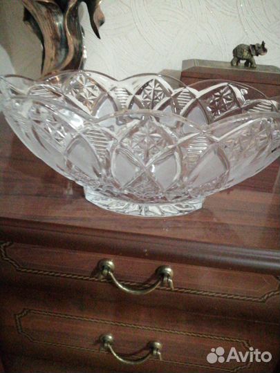 Хрустальная ваза-ладья, ваза для фруктов