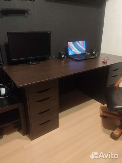 Стол 180/75см тумба IKEA alex