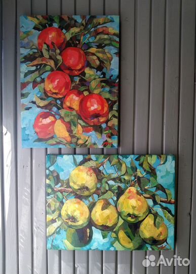 Картина маслом. Яблоки. Груши