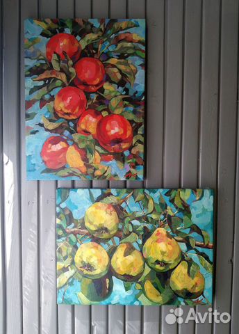 Картина маслом. Яблоки. Груши