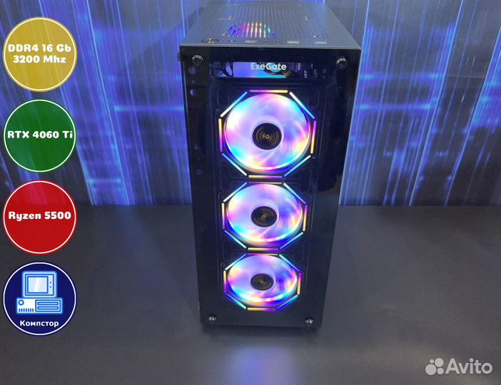 Системный блок AMD5500-RTX4060Ti-16DDR4-IDH095-A520