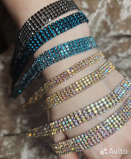 Колье, чокер, браслет со стразами 2 в 1