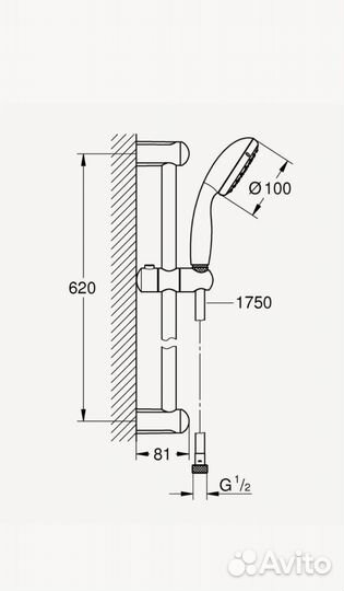Душевой гарнитур Grohe Tempesta 100, хром