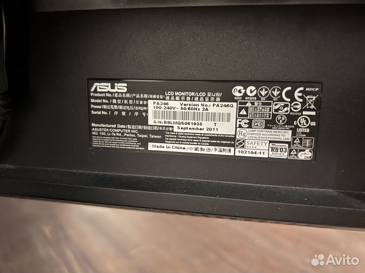 Монитор asus PA246q