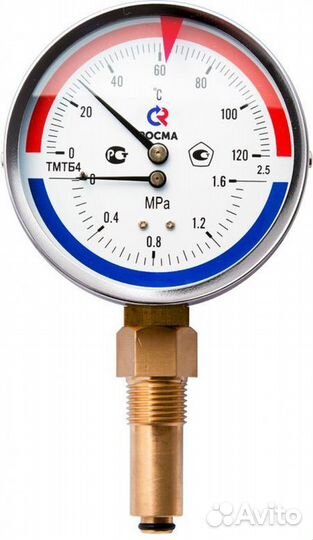 Термоманометр Росма тмтб-31Р.1 Ру6 (0-120C) (0-0.6