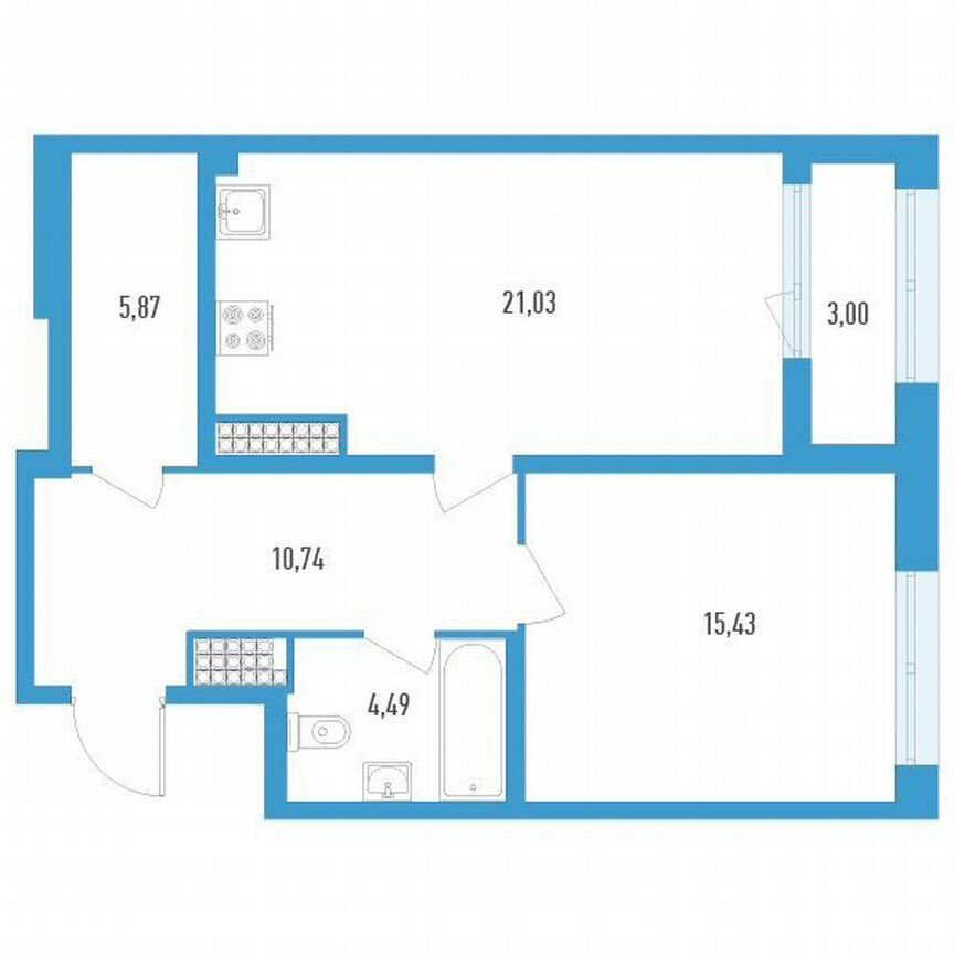 1-к. квартира, 57 м², 19/23 эт.