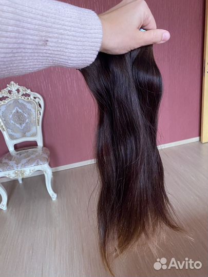 Волосы на заколках натуральные русые