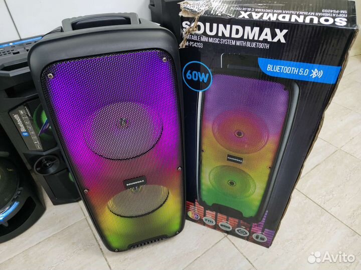 Портативная аудиосистема 60Вт c подсветкой