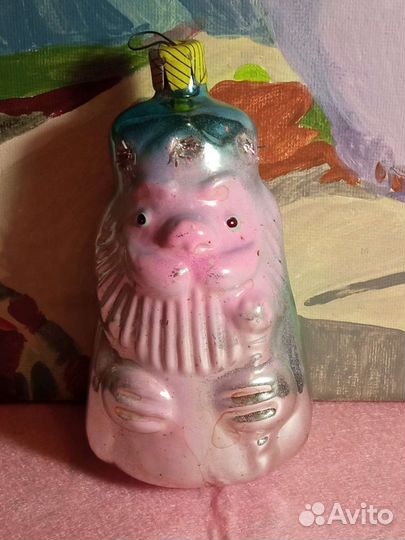 Елочные игрушки СССР Дед мороз Папугай