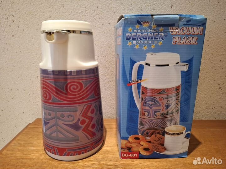 Термос 1 литр со стеклянной колбой