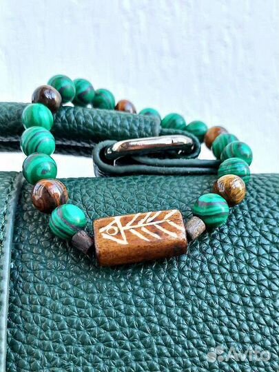 Браслет унисекс (малахит, тигровый глаз)
