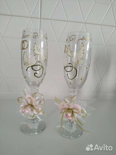 Свадебные бокалы ручной работы