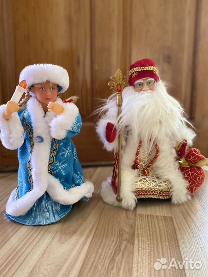Дед мороз и снегурочка под елку 28см