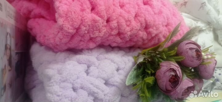 Вязанные пледы пуффи 90*85