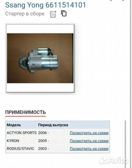Стартер SsangYong Actyon