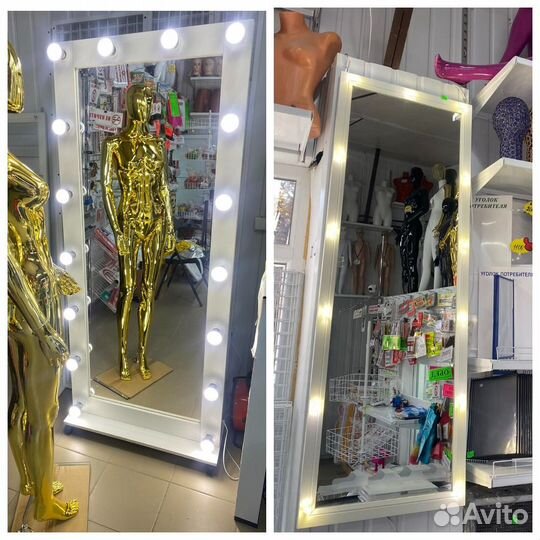 Зеркала с лампочками для магазина и дома