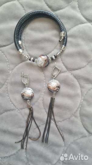 Серьги и браслет муранское стекло