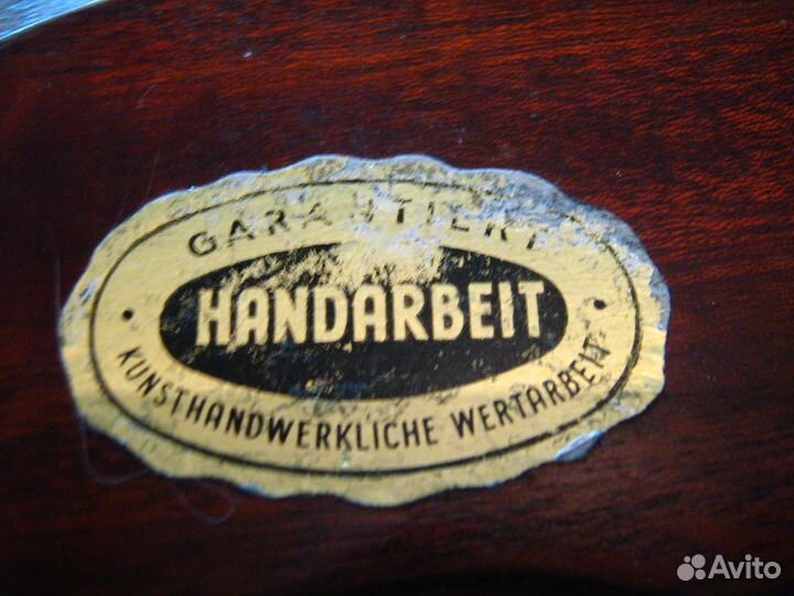 Блюдо красное дерево инкрустация латунью