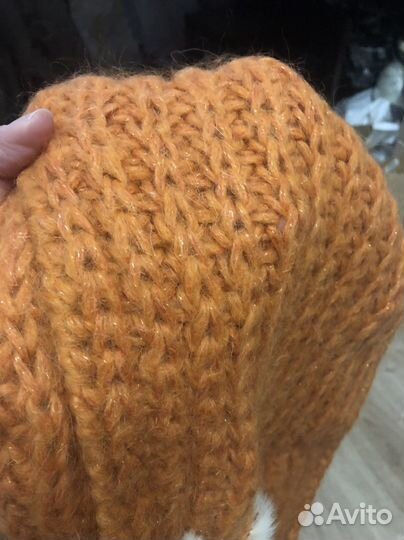 Женский шарф шапка с мехом