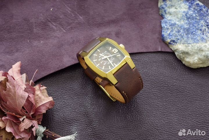 Кожаный ремешок на часы Diesel. На заказ Handmade