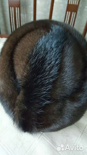 Шапка женская норка, тёмнокоричневая размер 57
