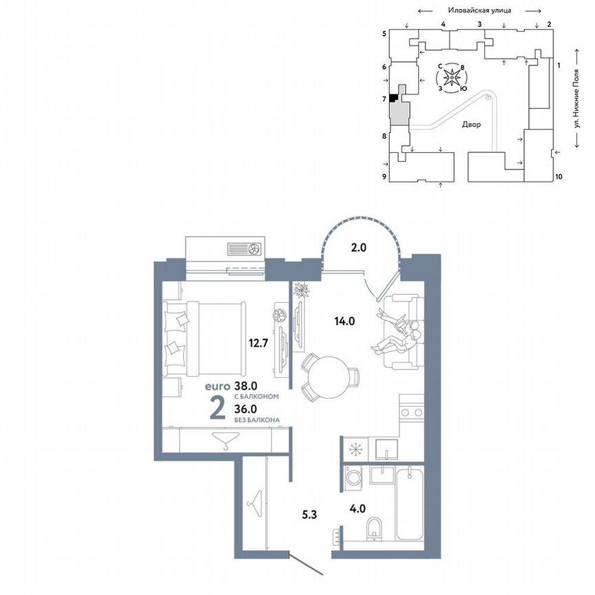 1-к. квартира, 36,6 м², 6/12 эт.