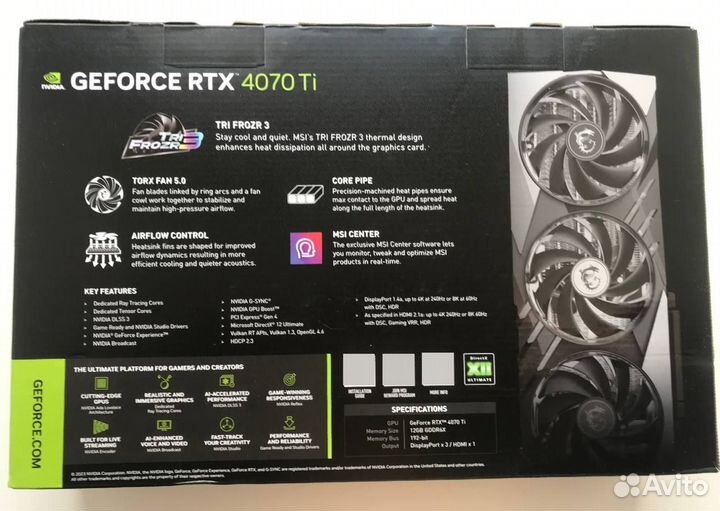Видеокарта MSI GeForce RTX 4070 Ti 12gb