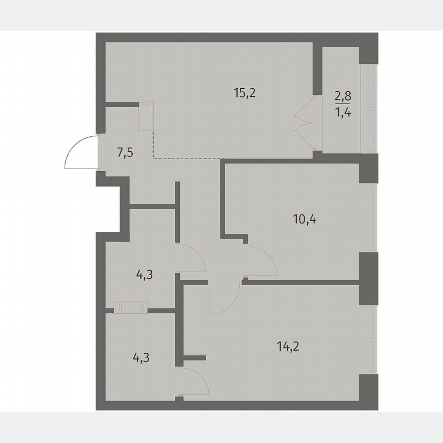 2-к. квартира, 57,3 м², 3/12 эт.