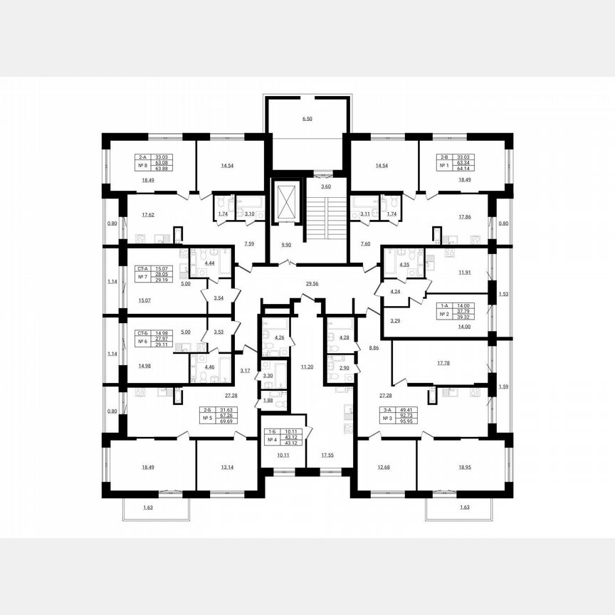 2-к. квартира, 63,9 м², 2/9 эт.