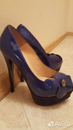 Туфли Nando Muzi (синий металлик), каблук 12 см