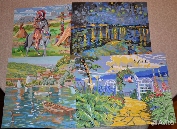 Картины по номерам готовые (акриловые краски)