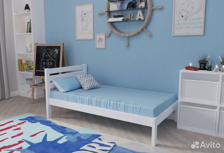 Кровать Эко-7 200*90 без покраски с матрасом