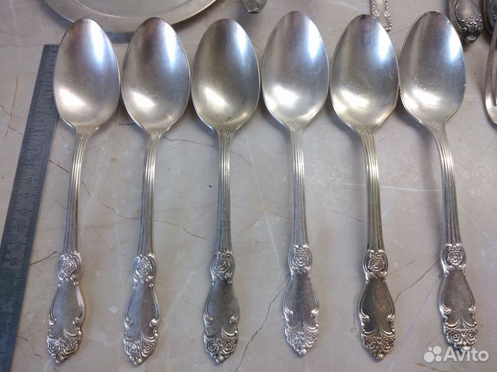 Роза. Мельхиор СССР. мнц. Ложки, ножи. Кольчугино