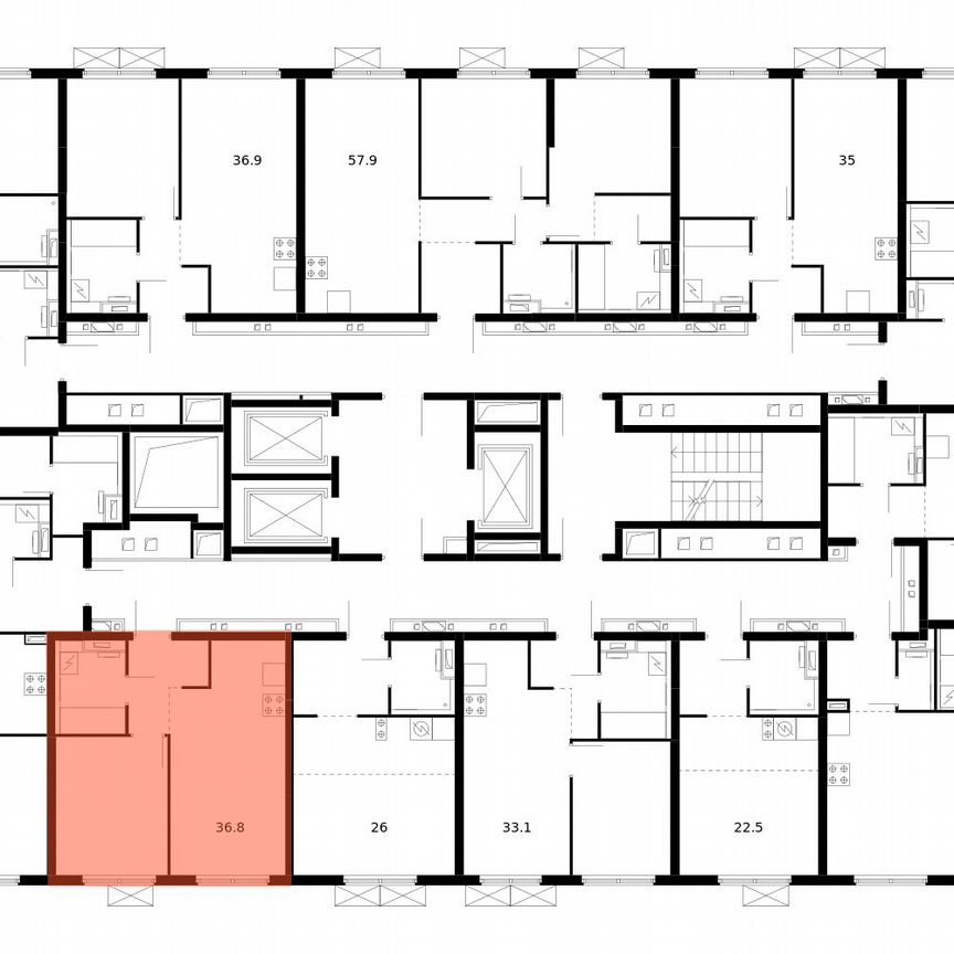 1-к. квартира, 36,8 м², 6/24 эт.