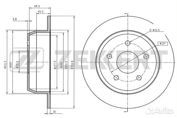 Диск торм. задн. Jeep Cherokee II 84- Grand Cherokee II 99